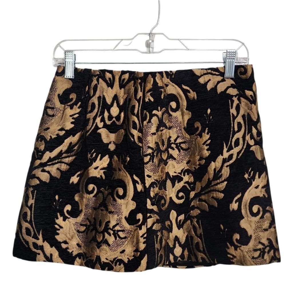 Sofie The Label Mini Skirt M Gold & Black Jacquard Nwt Flawed